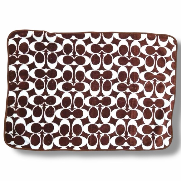 Coach Signature Hair Towel Wrap | Brown & White Plush Microfiber | New - Picture 2 of 3
